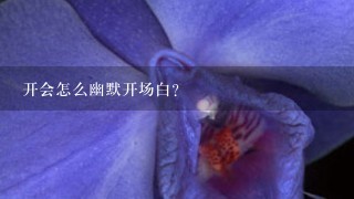 开会怎么幽默开场白？